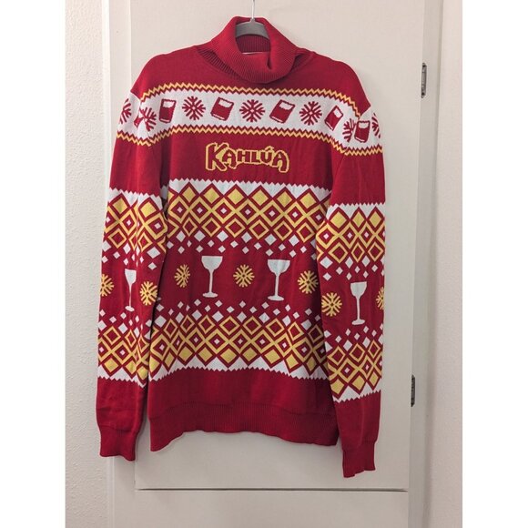 Kahlua XXL Red & Yellow Ugly Christmas Sweater 100% Cotton With Festive Glasses - Picture 1 of 5